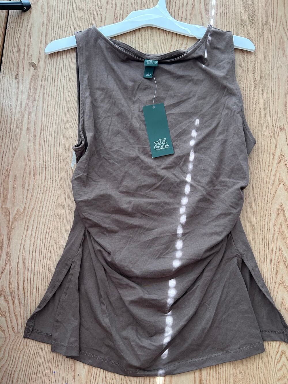 New Women’s Wild Fable Tank Top Lightweight Stretchy Ruched Light Brown sz Small